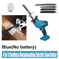 Thumbnail for Blue Cordless Electric Reciprocating Saw Cutter with Blades without battery