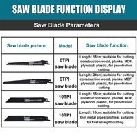 Thumbnail for Blue Cordless Electric Reciprocating Saw Cutter with Blades without battery