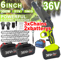 Thumbnail for 36V 3000W Mini Cordless Chainsaw 2X Battery-Powered Wood Cutter Rechargeable