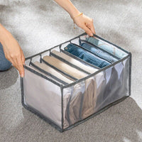 Thumbnail for 7 Grids Mesh Foldable Clothes Storage Jeans Pants Organizer Clothes Organizer