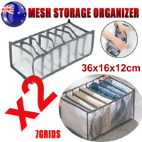 Thumbnail for 2PCS 7 Grids Mesh Foldable Clothes Storage Jeans Pants Organizer Clothes Organizer 36X17X12CM