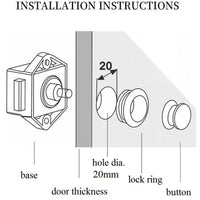 Thumbnail for 5PCS Push Button Drawer Cupboard Door Catch Lock Caravan Van Cabinet Latch Knob