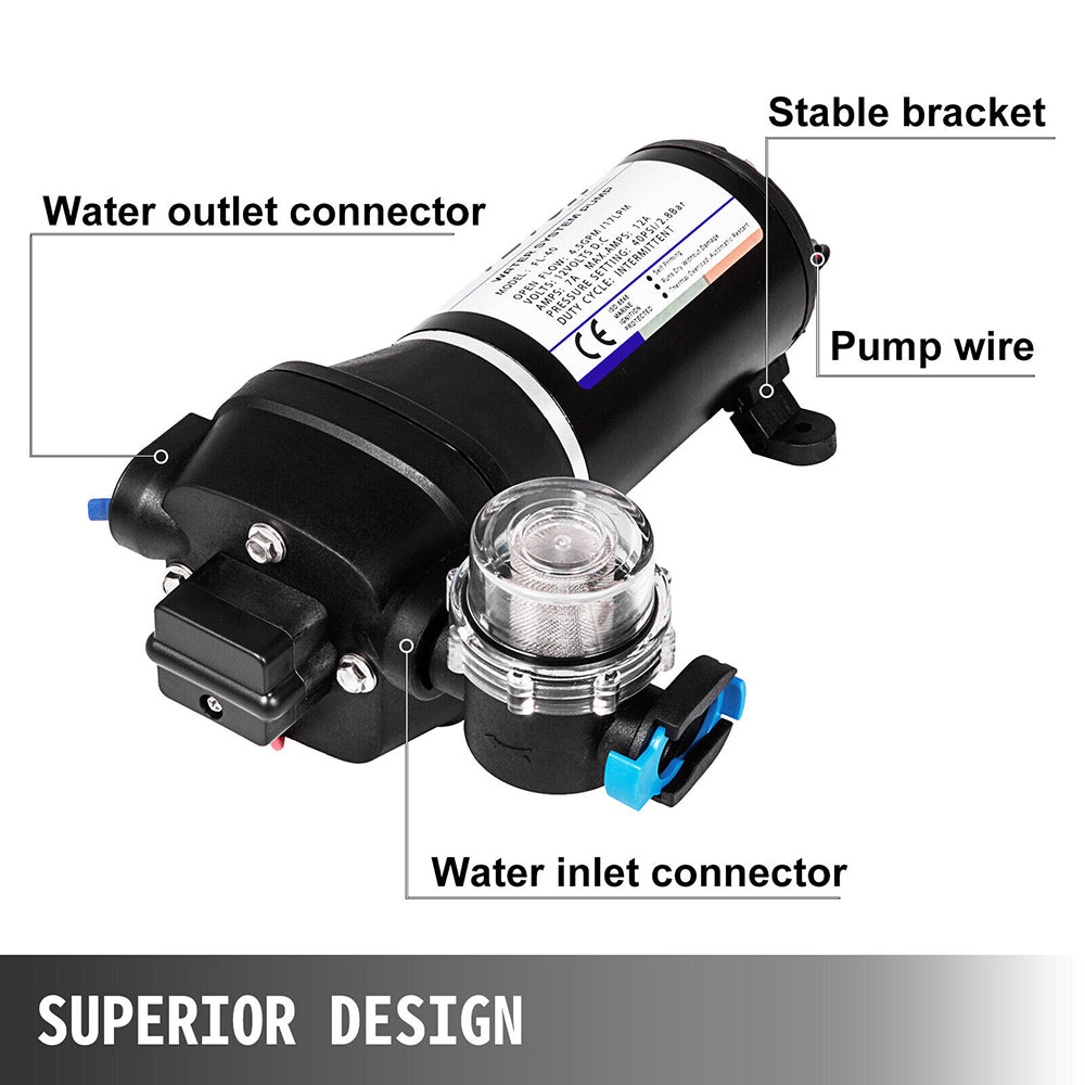 12V Water Pump FL-40 High Pressure 17/10LPM For Caravan Boat Camp Washdown