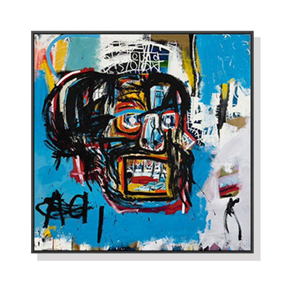 50cmx50cm Blue Abstract Head Black Frame Canvas Wall Art - A Bold and Eye-Catching Piece of Art for Your Home