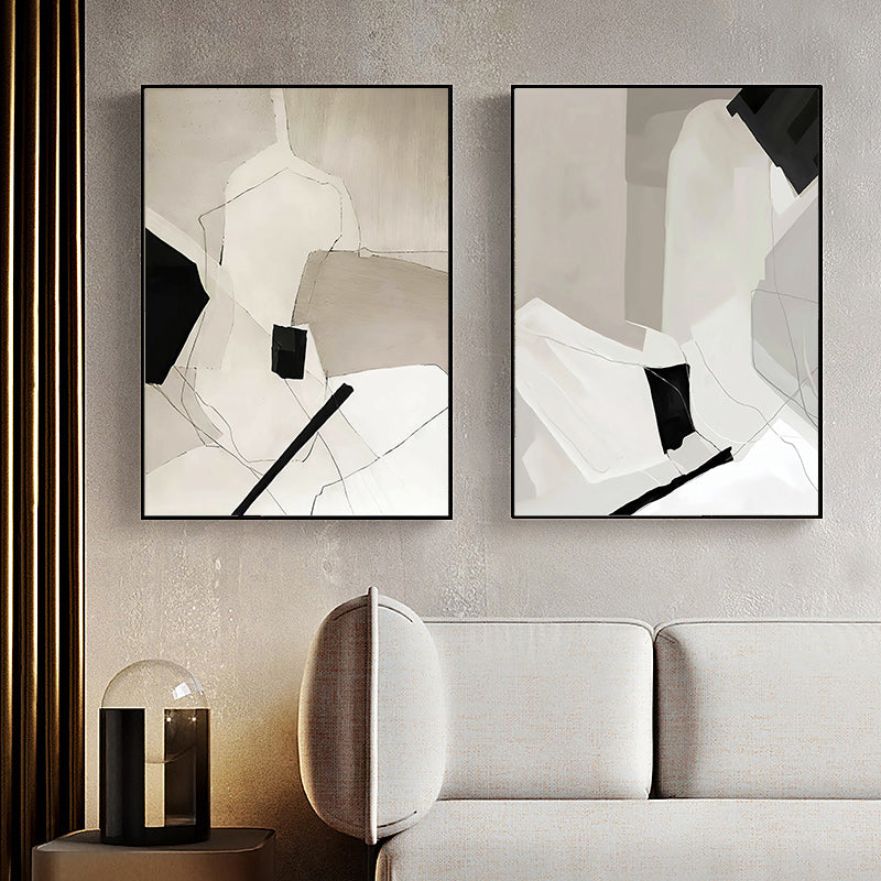 40cmx60cm Modern Abstract Canvas Wall Art Set of 2 - Black Frame - Perfect for Living Room, Bedroom, Office