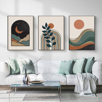 Thumbnail for 40cmx60cm Dark Green Abstract Art - 3-Piece Set in Black Frame - Modern Canvas Wall Decor