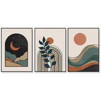 Thumbnail for 50cm x 70cm Abstract Dark Greena Triptych Canvas Wall Art: Modern 3-Piece Set with Sleek Black Frame for Sophisticated Home Decor