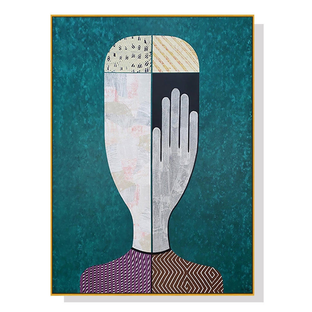 50cm x 70cm Abstract Man Portrait Canvas Wall Art: Modern Masculine Design with Luxurious Gold Frame for Distinctive Home Elegance