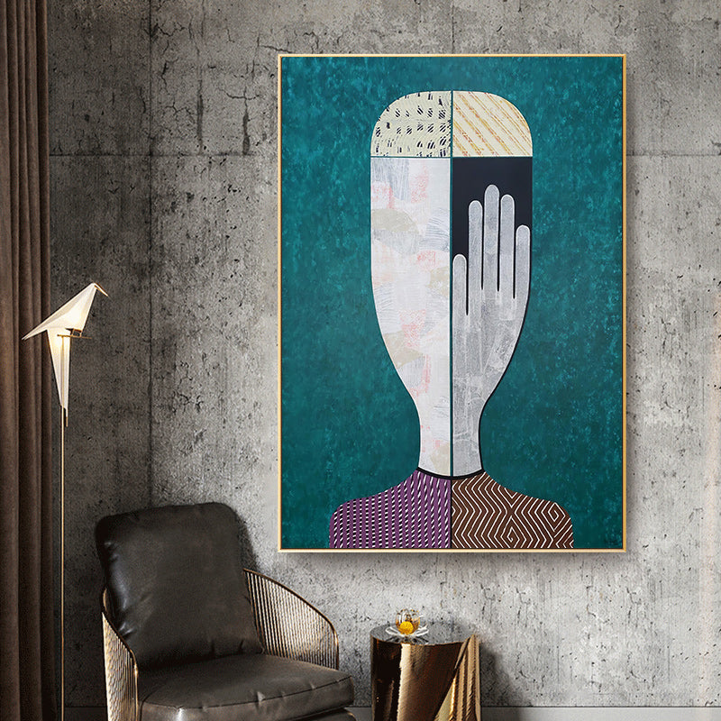 50cm x 70cm Abstract Man Portrait Canvas Wall Art: Modern Masculine Design with Luxurious Gold Frame for Distinctive Home Elegance