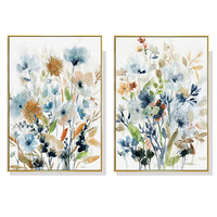 Thumbnail for 40cmx60cm Colourful Floras Watercolour Style 2 Sets Gold Frame Canvas Wall Art