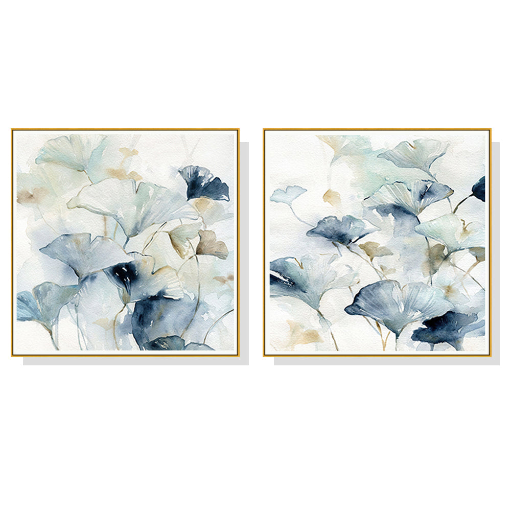 50cmx50cm Gingko Leaves by Carol Robinson 2 Sets Gold Frame Canvas Wall Art - A Charming and Elegant Piece of Art for Your Home