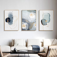 Thumbnail for Marbled Light Grey 3 Sets Gold Frame Canvas Wall Art | 40cmx60cm | Modern Home Decor