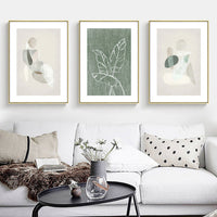 Thumbnail for Abstract Body & Leaves Canvas Art - 40cmx60cm 3-Piece Set in Gold Frame - Modern Wall Decor