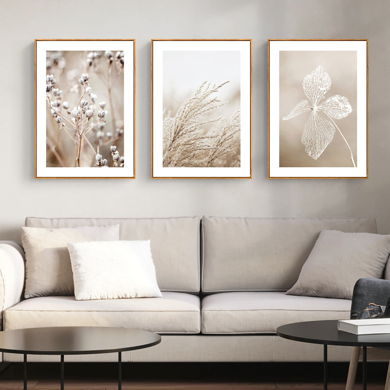 40cmx60cm Dried Flower 3 Sets Wood Frame Canvas Wall Art | Modern Home Decor