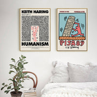 Thumbnail for 50cmx50cm Iconic Pop Art Wall Art by Keith Haring 2 Sets Gold Frame Canvas - A Fun and Eye-Catching Piece of Art for Your Home