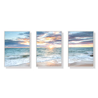 Thumbnail for 40cmx60cm Sunrise by the Ocean Canvas Wall Art Set of 3 - White Frame - A Serene and Relaxing Piece of Art That Will Add a Touch of Nature to Your Home