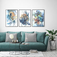 Thumbnail for 50cmx70cm Watercolor Style Abstract Flower 3 Sets Black Frame Canvas Wall Art