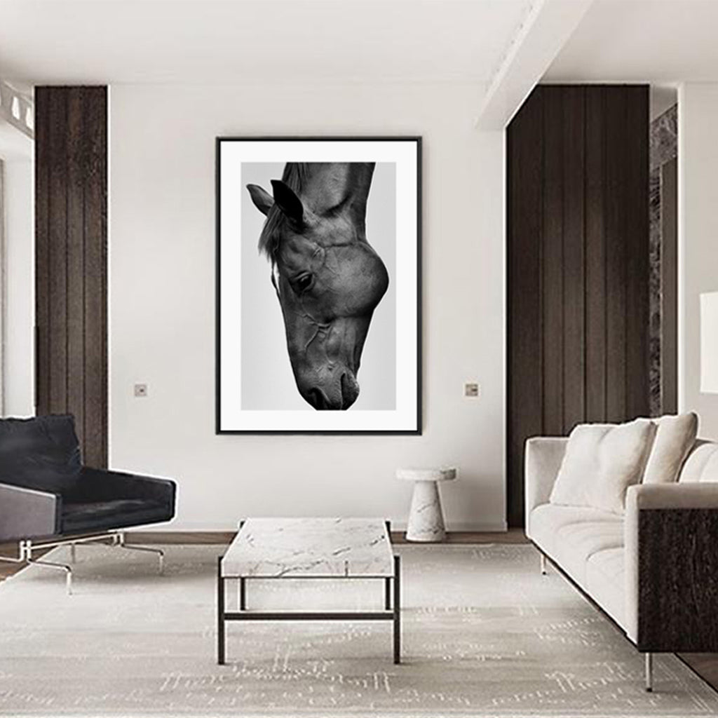 50cmx70cm Modern Black Horse Black Frame Canvas Wall Art