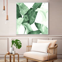 Thumbnail for 50cmx50cm Charming Watercolor Style Leaves 2 Sets White Frame Canvas Wall Art - A Serene and Relaxing Piece of Art for Your Home