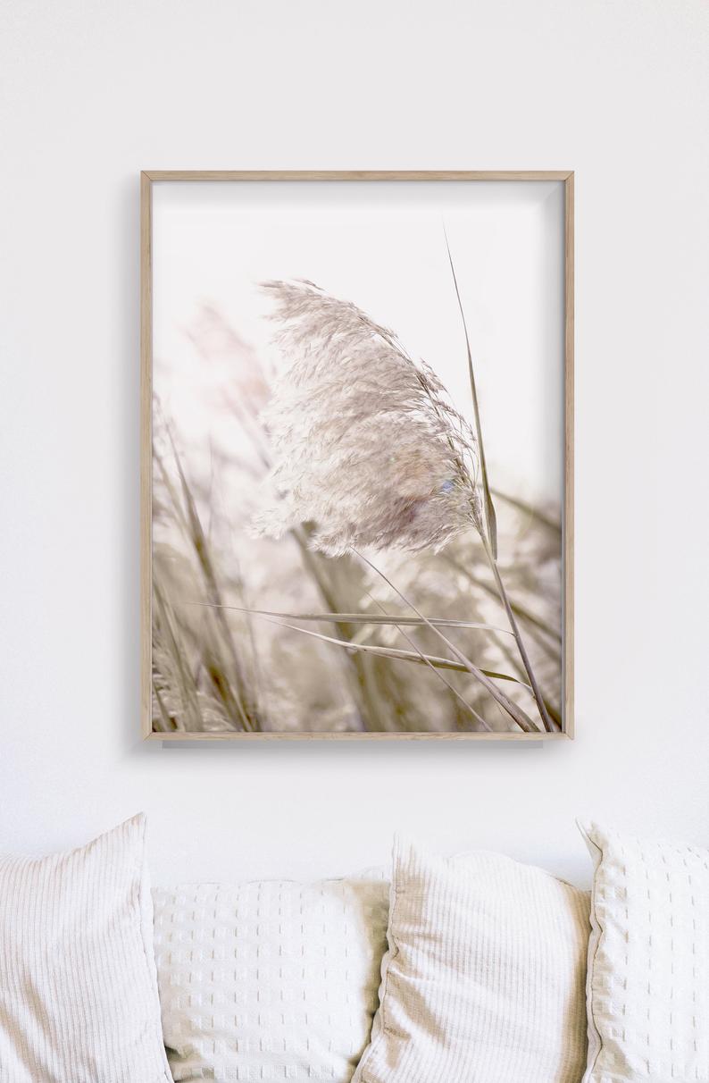 40cmx60cm Pampas Grass Canvas Wall Art Set of 2 - Wood Frame - A Modern and Boho Way to Add a Touch of Nature to Your Home