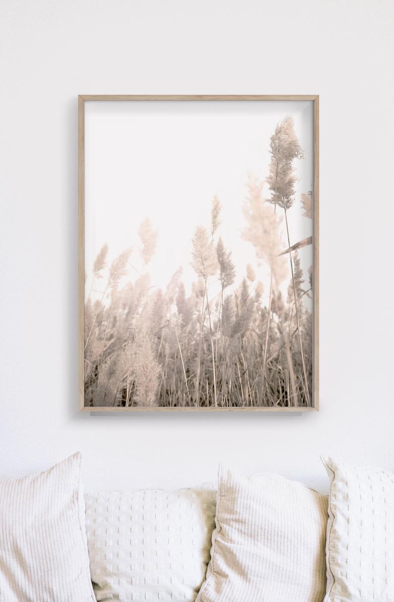 40cmx60cm Pampas Grass Canvas Wall Art Set of 2 - Wood Frame - A Modern and Boho Way to Add a Touch of Nature to Your Home