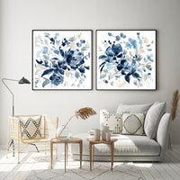 Thumbnail for 50cmx50cm Indigo Garden by Carol Robinson 2 Sets Black Frame Canvas Wall Art - A Charming and Serene Piece of Art for Your Home