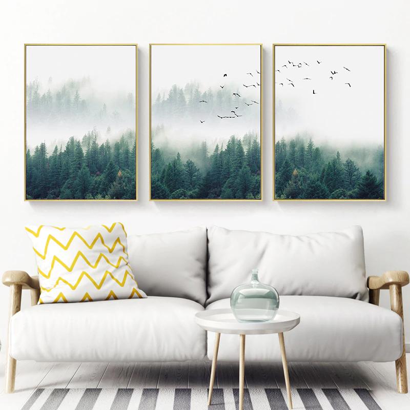 Mystical Forest 3 Sets Gold Frame Canvas Wall Art - Perfect for a magical home