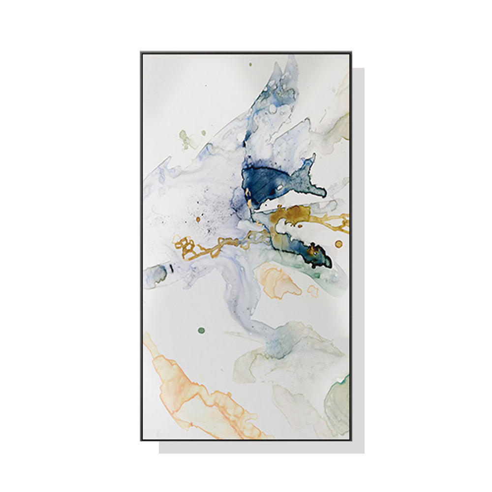 40cmx80cm Abstract Watercolour Style Canvas Wall Art in Black Frame