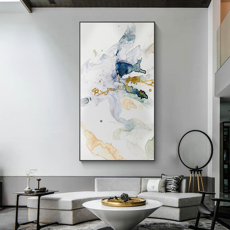 40cmx80cm Abstract Watercolour Style Canvas Wall Art in Black Frame