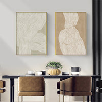 Thumbnail for 40cmx60cm Abstract Line Art Canvas - 2-Piece Set in Gold Frame - Contemporary Wall Decor