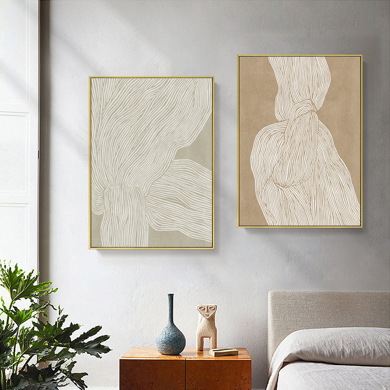 40cmx60cm Abstract Line Art Canvas - 2-Piece Set in Gold Frame - Contemporary Wall Decor