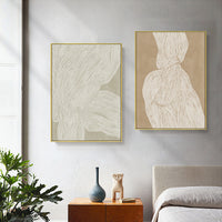 Thumbnail for 40cmx60cm Abstract Line Art Canvas - 2-Piece Set in Gold Frame - Contemporary Wall Decor