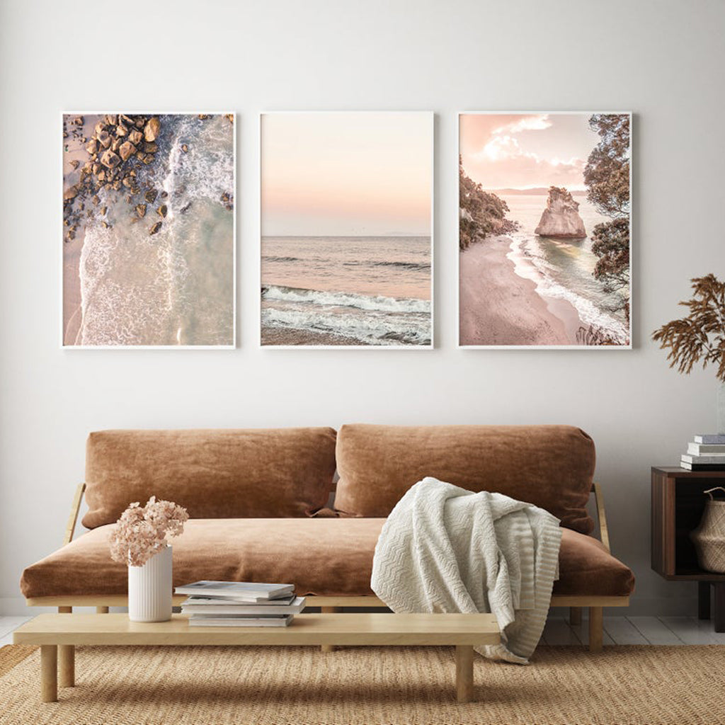 Explore New Zealand Beauty: Set of 3 Canvas Wall Art with White Frames (40cm x 60cm)