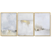 Thumbnail for Golden White Abstract Canvas Art - 40cmx60cm 3-Piece Set in Gold Frame - Elegant Wall Decor