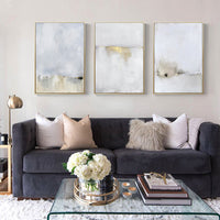 Thumbnail for Golden White Abstract Canvas Art - 40cmx60cm 3-Piece Set in Gold Frame - Elegant Wall Decor