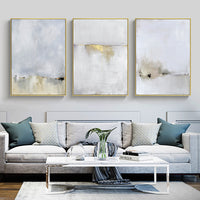 Thumbnail for Golden White Abstract Canvas Art - 40cmx60cm 3-Piece Set in Gold Frame - Elegant Wall Decor