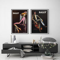 Thumbnail for 50cm x 70cm Bally Man & Woman Duo Canvas Wall Art: Iconic 2-Piece Set with Sleek Black Frame for Vintage-Inspired Modern Decor