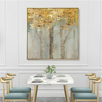 Thumbnail for 50cmx50cm Golden Leaves 2 Sets Gold Frame Canvas Wall Art - A Charming and Elegant Piece of Art for Your Home