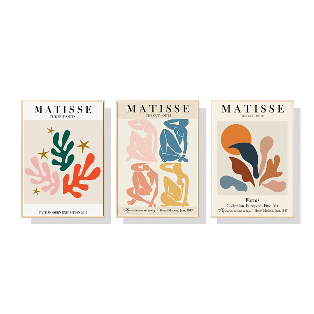 40cmx60cm Matisse Inspired Wall Art 3 Sets Wood Frame Canvas | Modern Home Decor