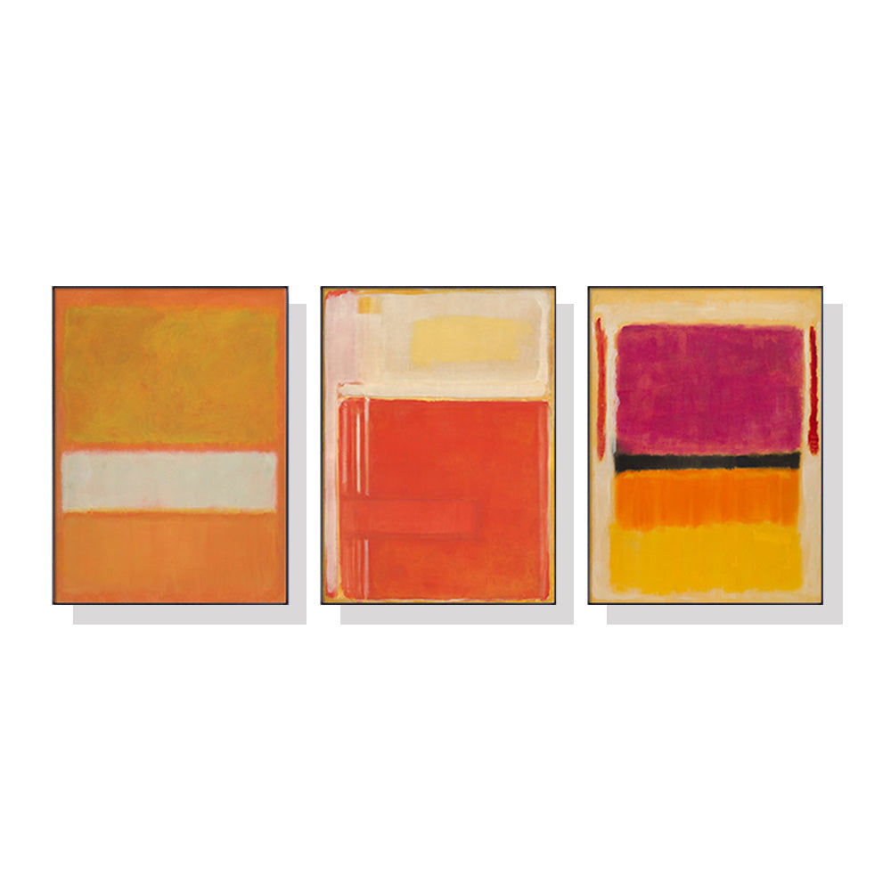 Mark Rothko Colourful 3 Sets Canvas Wall Art 40cmx60cm with Black Frame