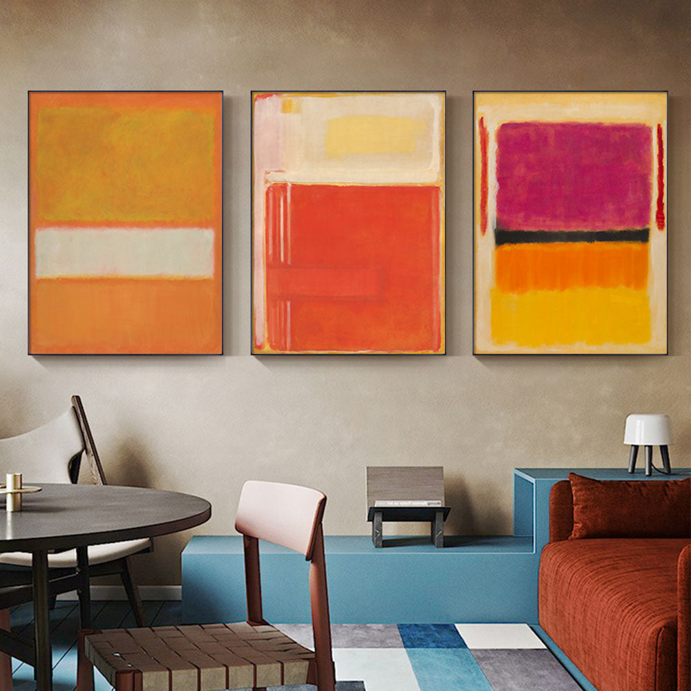 Mark Rothko Colourful 3 Sets Canvas Wall Art 40cmx60cm with Black Frame