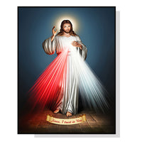 Thumbnail for 50cmx70cm Jesus Divine Mercy I Trust In You Black Frame Canvas Wall Art