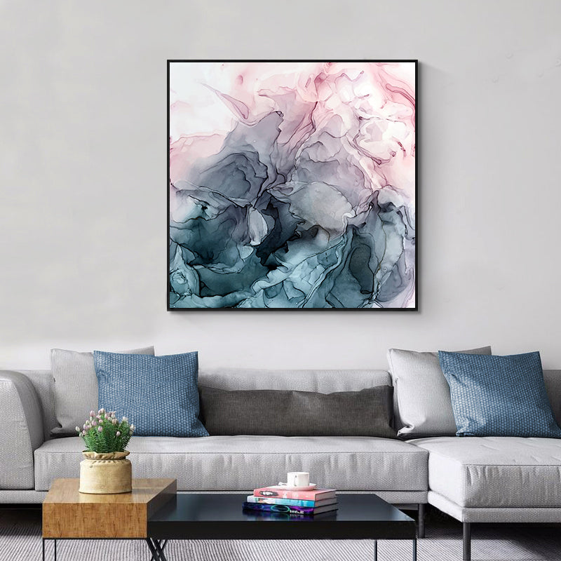 0cmx50cm Marbled Pink, Grey & Black Canvas Wall Art with Black Frame - A Charming and Elegant Piece of Art for Your Home