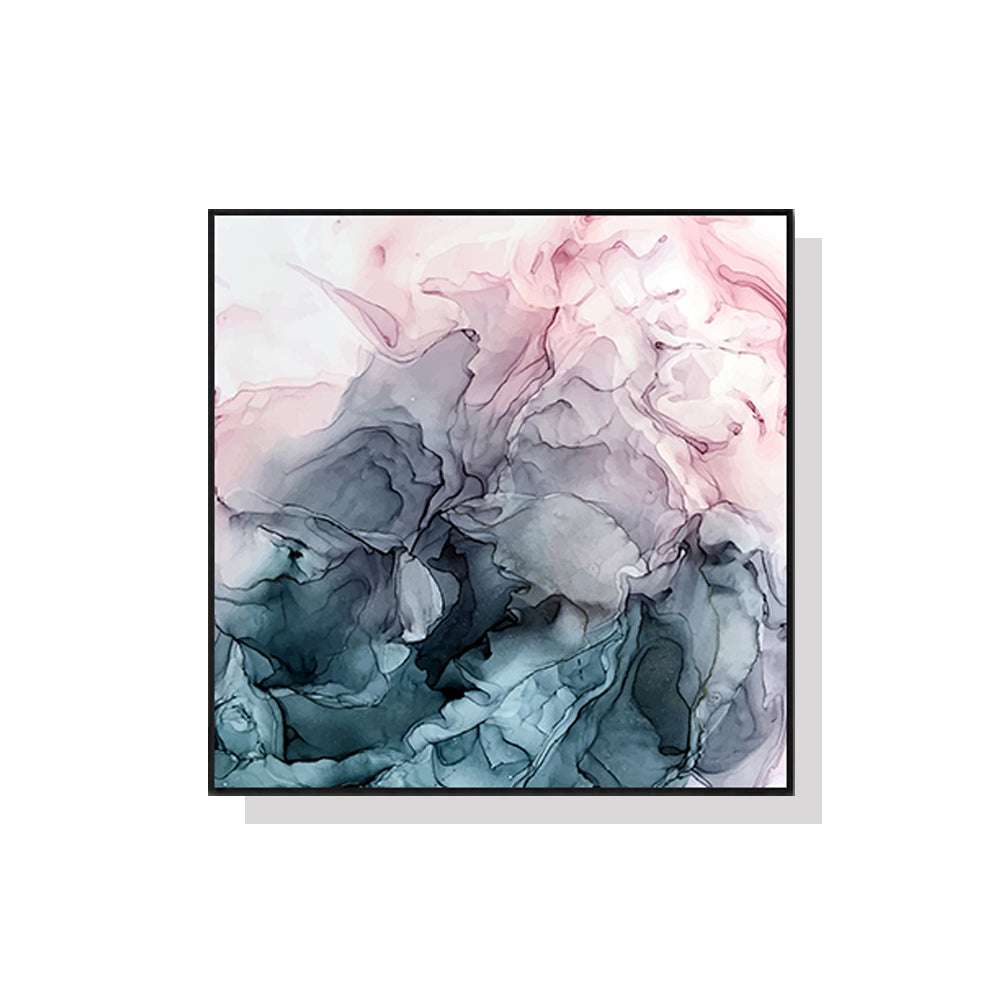 0cmx50cm Marbled Pink, Grey & Black Canvas Wall Art with Black Frame - A Charming and Elegant Piece of Art for Your Home