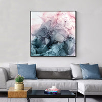 Thumbnail for 60cmx60cm Marbled Pink Grey Black Frame Canvas Wall Art