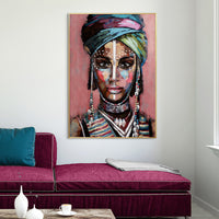 Thumbnail for 50cm x 70cm African Woman II Canvas Wall Art: Majestic Portrait with Luxurious Gold Frame for Cultured Home Decor Elegance