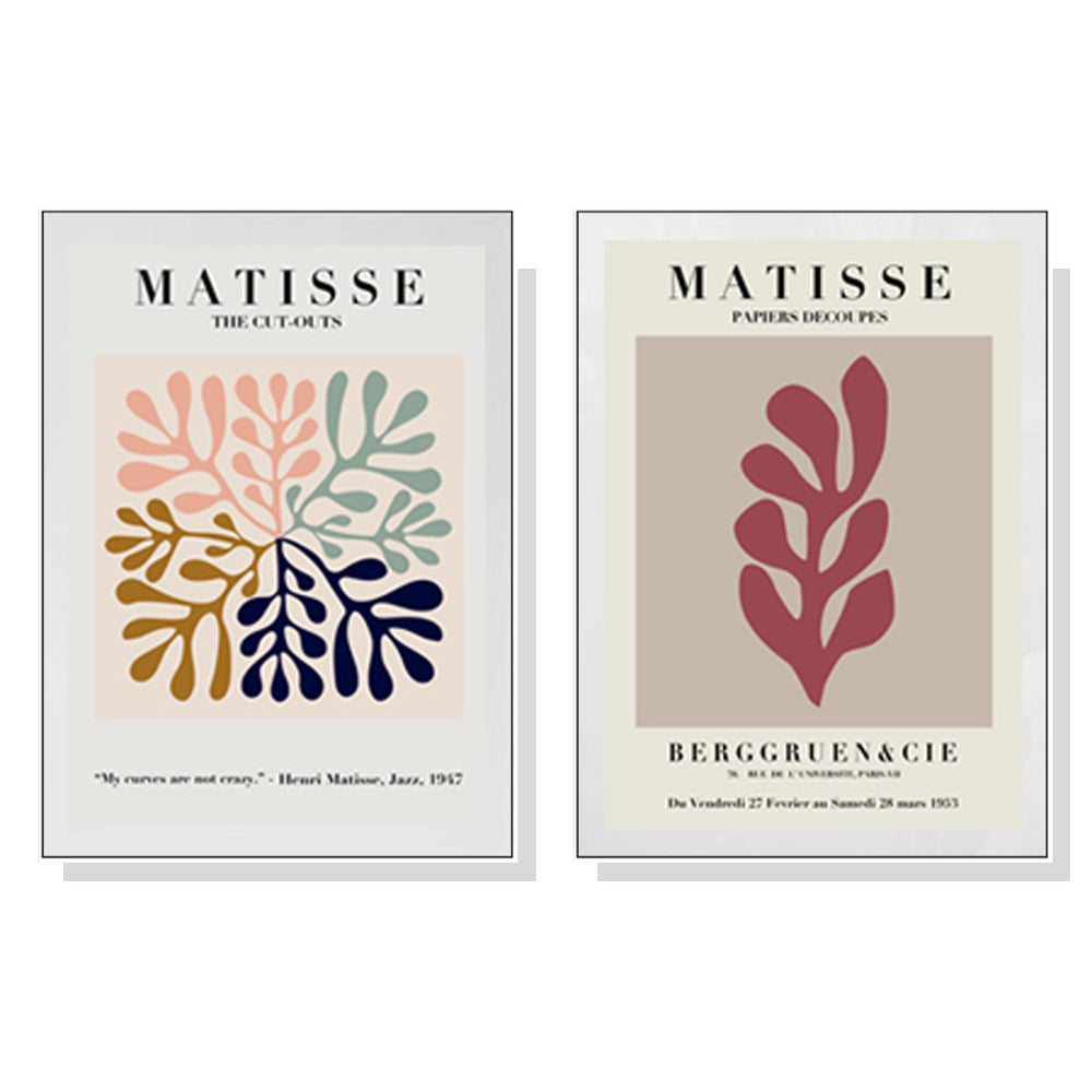 40cmx60cm Matisse Inspired 2 Sets White Frame Canvas Wall Art | Modern Home Decor