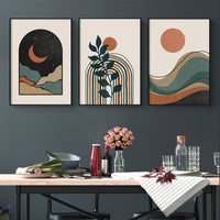 Thumbnail for 50cm x 70cm Abstract Dark Green Triptych Canvas Wall Art: Contemporary 3-Piece Set with Sleek Black Frame for Modern Home Aesthetics