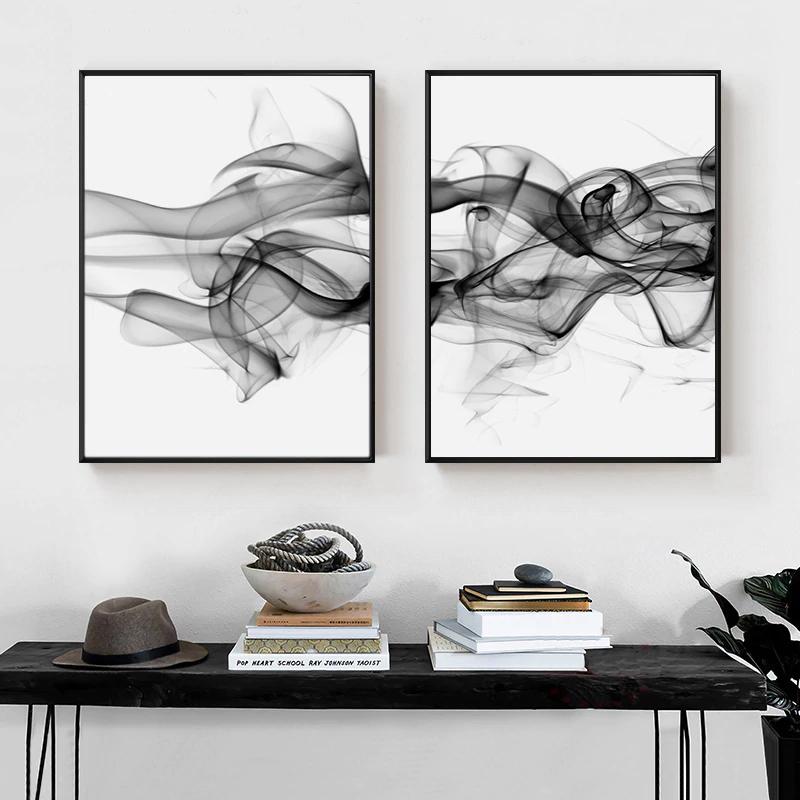 40cmx60cm Stylish Abstract Black Canvas Wall Art Set of 2 - Black Frame - A Modern and Eye-Catching Piece of Art That Will Add a Touch of Elegance to Your Home