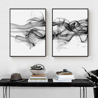 Thumbnail for 50cmx70cm Stylish Abstract Black 2 Sets Black Frame Canvas Wall Art